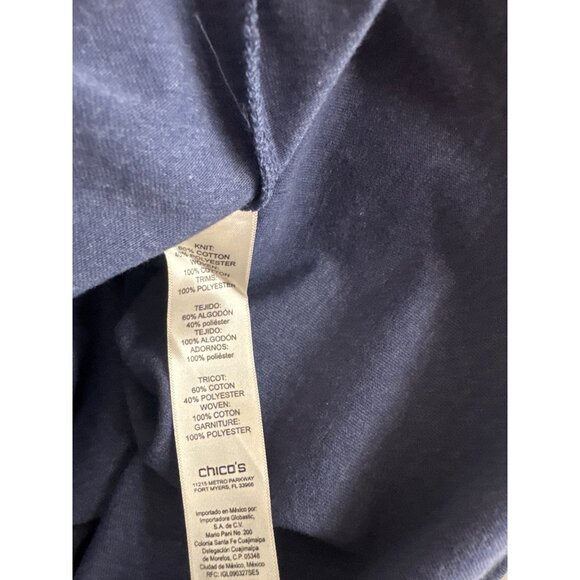 Chicos Womens Knit Cold Shoulder Top Blue eyelet sleeves Size large - Picture 4 of 4